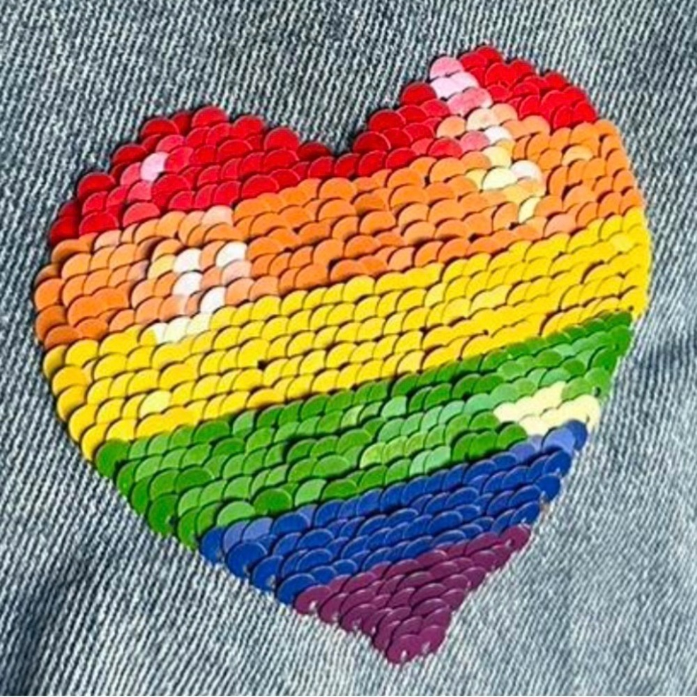 Abercrombie & Fitch Denim Shorts Sequence Reversable Heart ❤️ Size 26